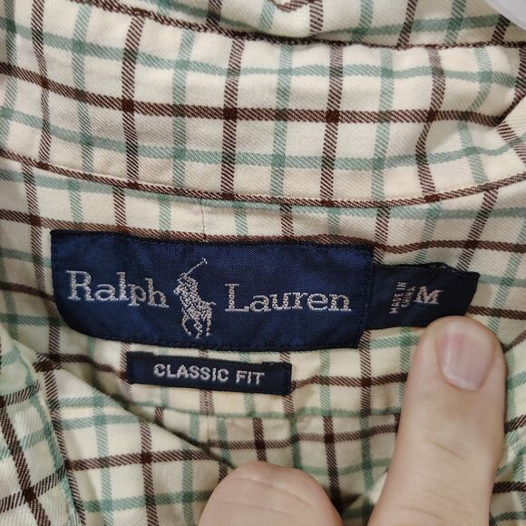 Ralph Lauren Button Down Checks Cream Green Red Yellow Classic Fit Size M Soft - Picture 6 of 9